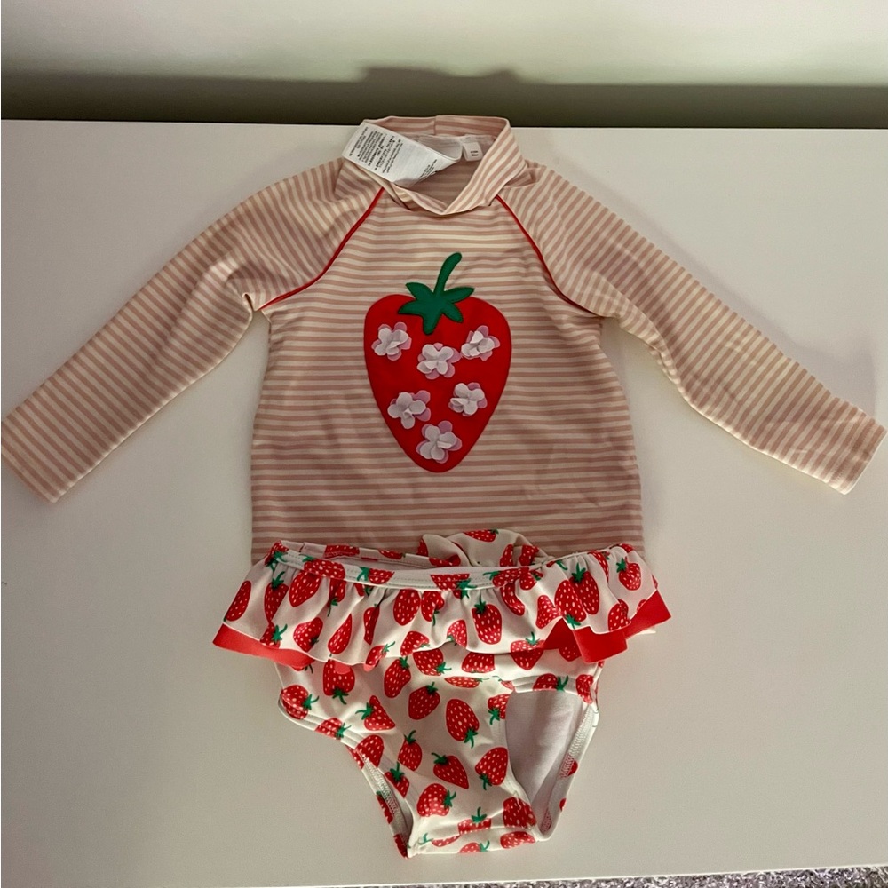 Striped Strawberry Rash Guard Set